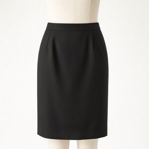 Vtg Ellen Kaye for Nordstrom Black Wool‎ Pencil Skirt Petite 10P 80s 90s Preppy